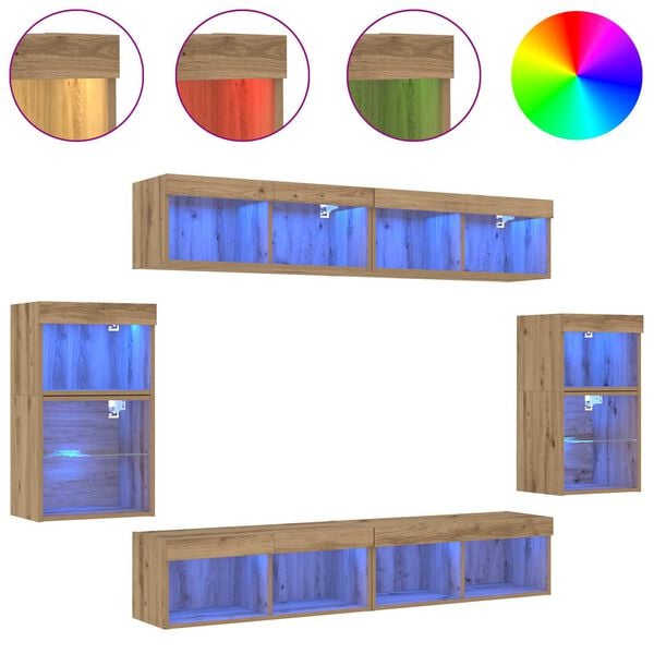 vidaXL TV Cabinet Set Wall-mounted 8 pcs Artisan oak Engineered wood