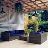 vidaXL Garden Lounge Set Gray Rattan with Dark Blue Cushions PE Rattan