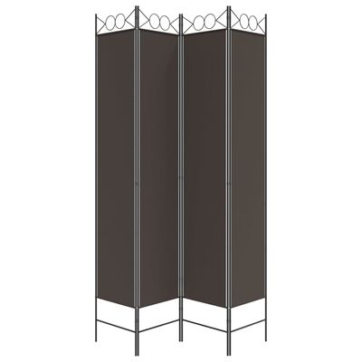 vidaXL 4-Panel Room Divider Brown 63"x86.6" Fabric