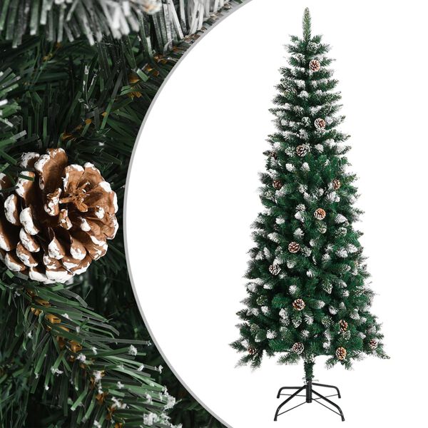 vidaXL Christmas Tree Green and White PVC, Steel Large Collapsible