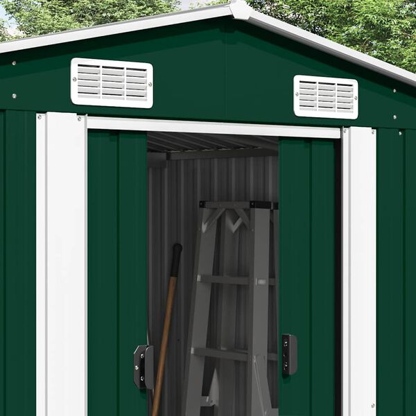 vidaXL Garden Shed Green Galvanized Steel Large Garden Shed