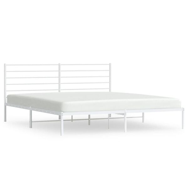vidaXL Bed Frame White Powder-Coated Steel 78.7 x 78.7 in Bed Frame