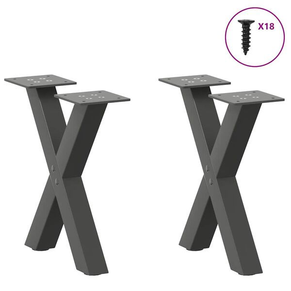 vidaXL Coffee Table Leg Set of 2 Anthracite Powder-coated Steel Medium