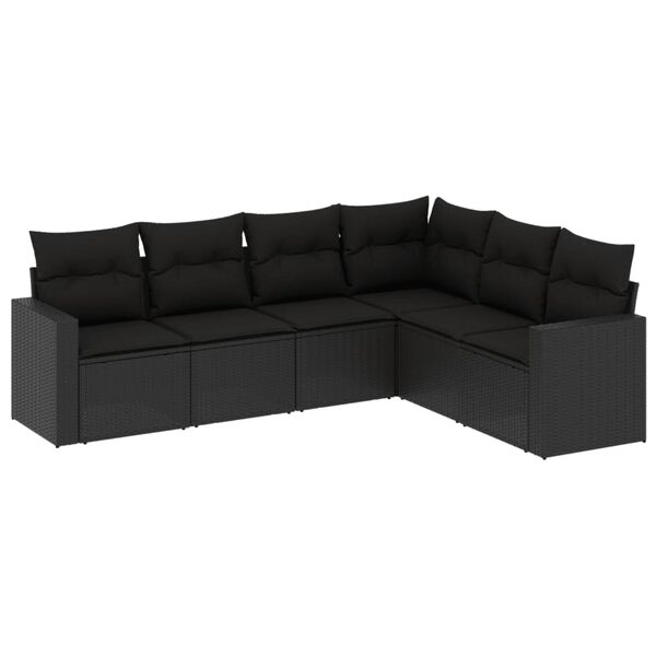 vidaXL Garden Sofa Set Black PE rattan, Powder-coated steel Large