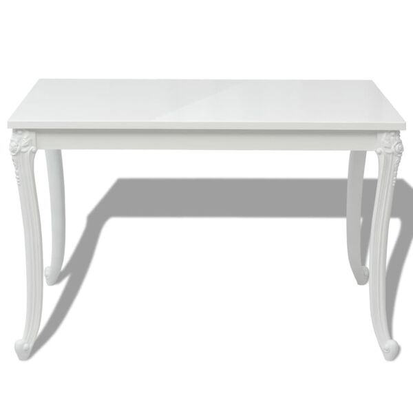 vidaXL Kitchen Table High gloss white MDF and Plastic 45.7 x 25.9 in