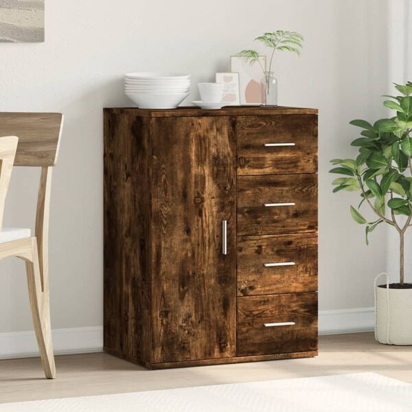 vidaXL Sideboard Smoked Oak Engineered Wood 23.2 x 15.4 x 31.5 in