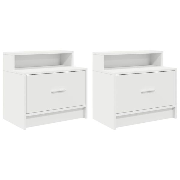 vidaXL Bedside Cabinet Set of 2 White Engineered wood