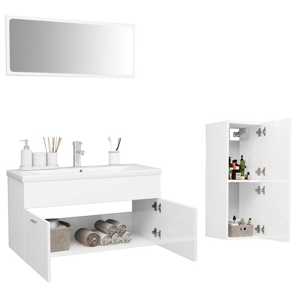 vidaXL Bathroom Furniture Set High gloss white