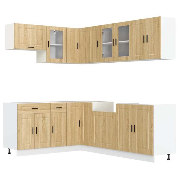 vidaXL Kitchen Cabinet Set Sonoma oak Engineered wood and glass Large