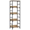 vidaXL Bookshelf Brown Oak Engineered Wood and Steel Medium Bookshelf