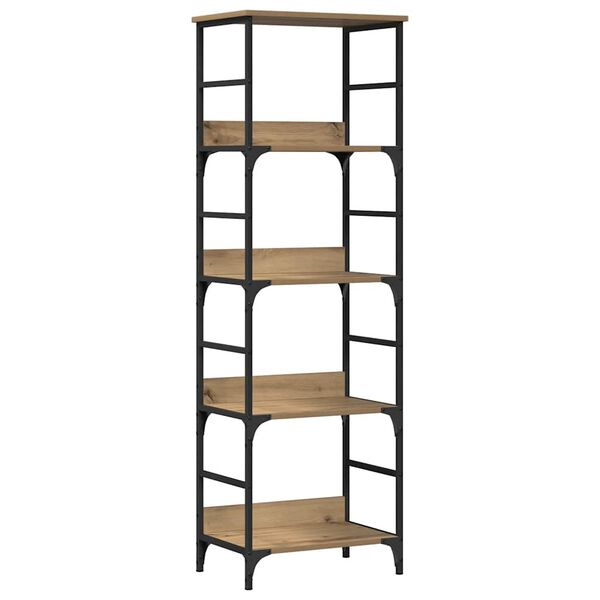 vidaXL Bookshelf Brown Oak Engineered Wood and Steel Medium Bookshelf