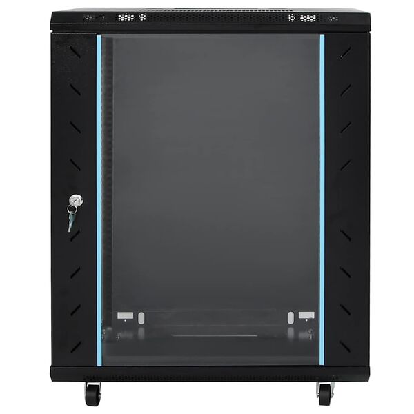 vidaXL Network Cabinet with Storage Black 60 x 60 x 80 cm Steel