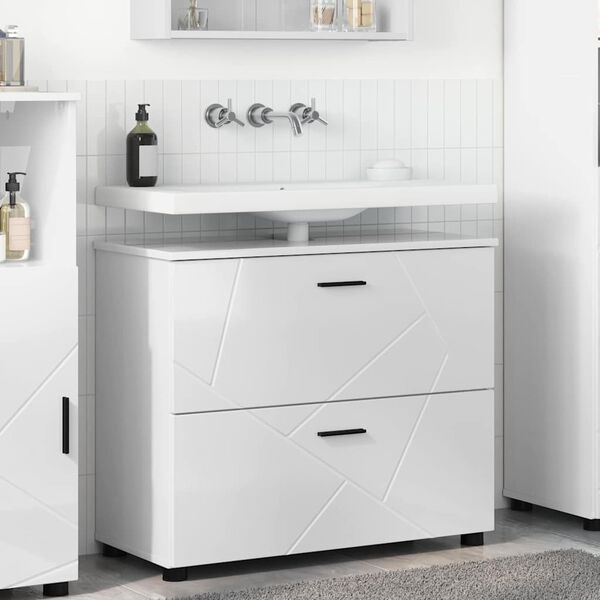 vidaXL Bathroom Cabinet High Gloss White 30.12 x 13.78 x 25.20 in