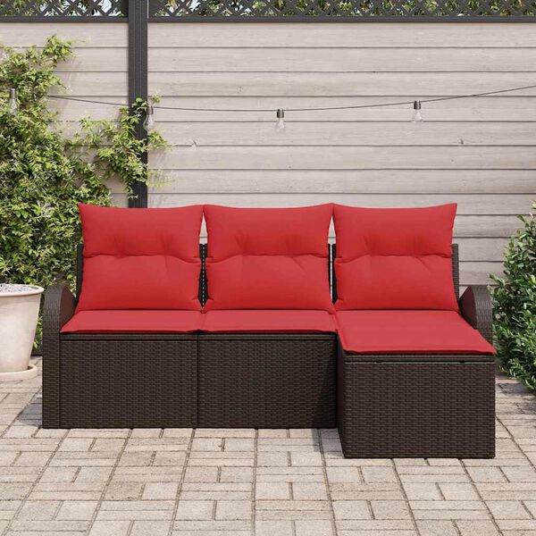 vidaXL Garden Sofa Set Brown Poly Rattan