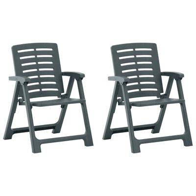 vidaXL Patio Chairs 2 pcs Plastic Green