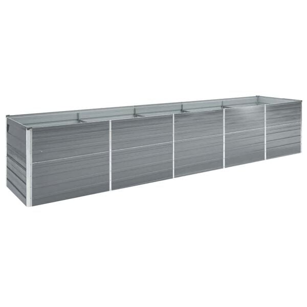 vidaXL Raised Bed Grey Galvanized Steel 157.5 x 31.5 x 30.3 in