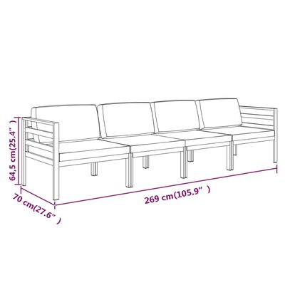 vidaXL 4 Piece Patio Lounge Set with Cushions Aluminum Anthracite