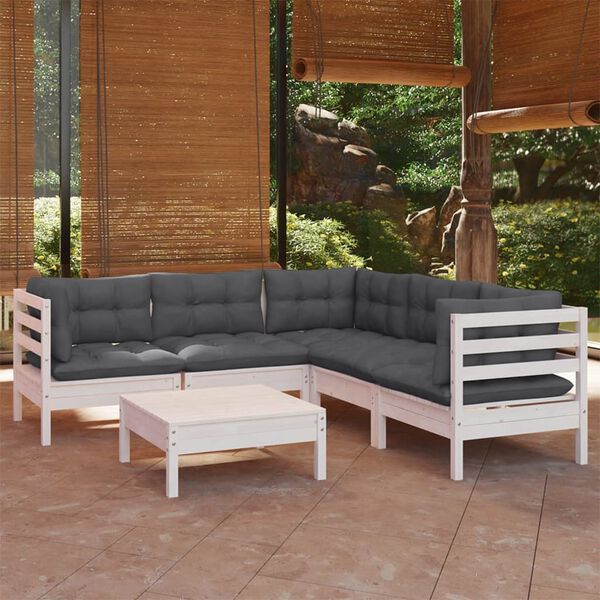 vidaXL Garden Lounge Set White and Anthracite