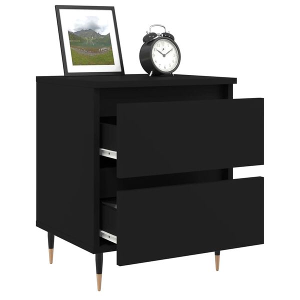 vidaXL Bedside Cabinet Black Engineered wood, Iron Medium