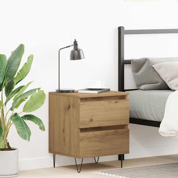 vidaXL Bedside Cabinet artisan oak 40 x 35 x 50 cm Engineered wood