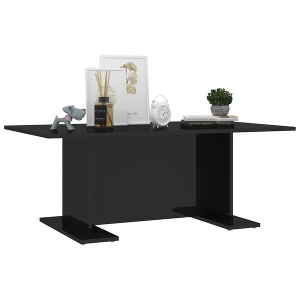 vidaXL Coffee Table High gloss black Engineered wood Medium Gloss Finish