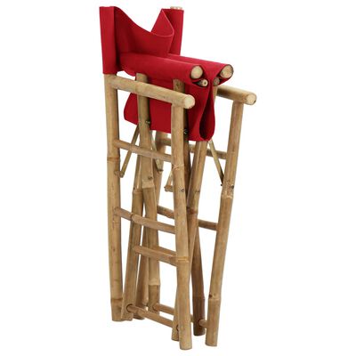 vidaXL Folding Director's Chairs 2 pcs Red Bamboo and Fabric