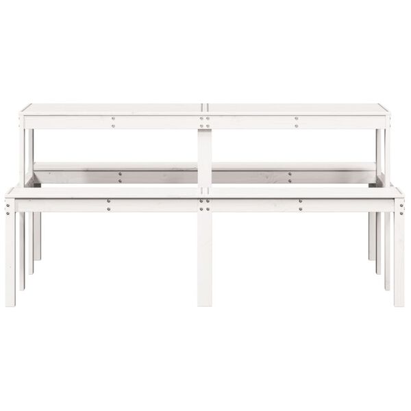 vidaXL Picnic Table White Solid Pine Wood Medium Durable Picnic Table