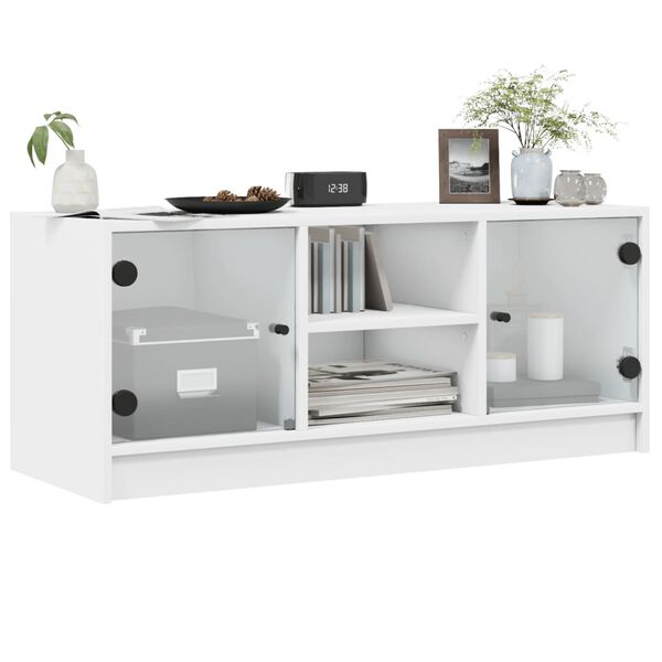 vidaXL TV Cabinet White Engineered wood Medium Sleek TV Cabinet