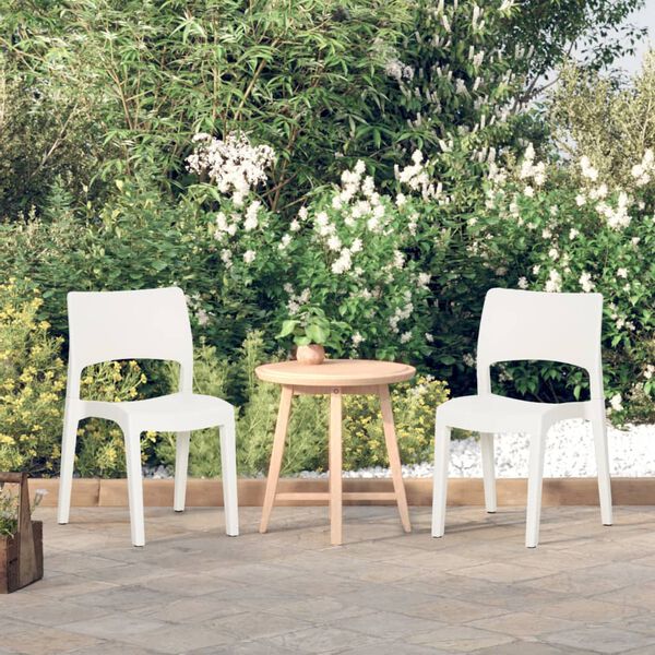 vidaXL Garden Chair Set of 2 White Polypropylene Standard Stackable