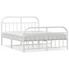 vidaXL Bed Frame White Powder-Coated Steel Full Bed Frame Rectangular