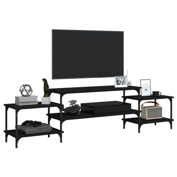 vidaXL TV Cabinet Black Engineered wood, steel Large TV Cabinet