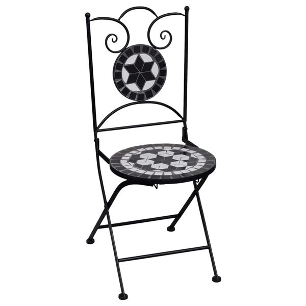 vidaXL Mosaic Bistro Set Black and White