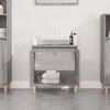vidaXL Sink Cabinet Grey Sonoma Engineered wood, Solid eucalyptus wood