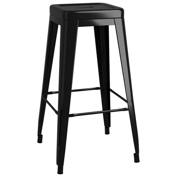 vidaXL Bar Stool Set of 2 Black Metal Tall Footrest Bar Stool