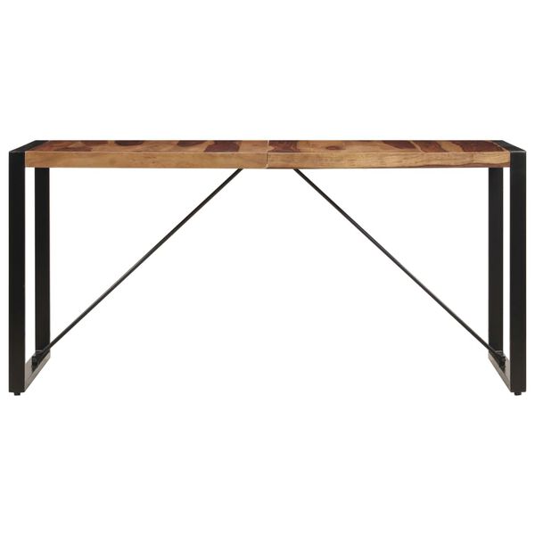 vidaXL Dining Table Brown and Black Solid Acacia wood 55.1 in