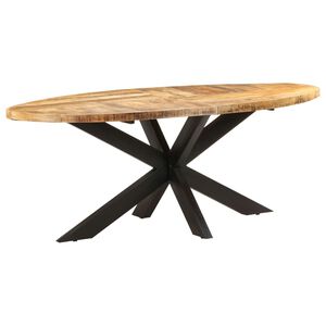 vidaXL Dining Table Rough Mango Wood Large Durable Dining Table Oval