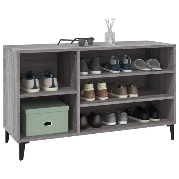 vidaXL Shoe Cabinet Grey Sonoma Engineered wood Medium Shoe Cabinet