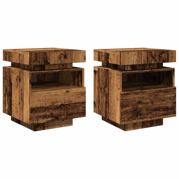 vidaXL Bedside Cabinet Set of 2 Old wood Engineered wood Medium