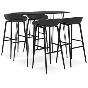 vidaXL Bar Set Black MDF, metal Standard Durable Bar Set Rectangular