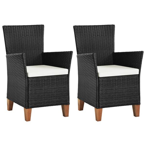 vidaXL Outdoor Dining Chairs Set of 2 Black