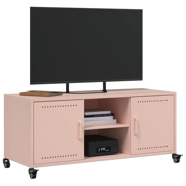 vidaXL TV Cabinet Pink Cold-rolled steel 39.4x15.4x17.1 in TV Cabinet