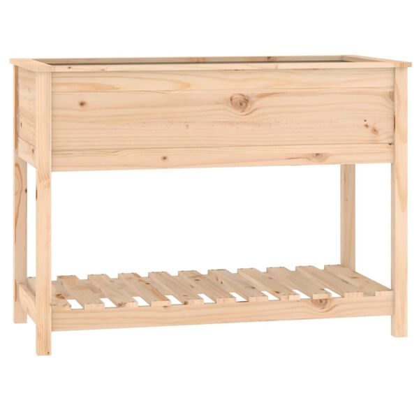 vidaXL Planter Natural Pine Solid Pine Wood Medium Planter Rectangular