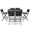 vidaXL Patio Furniture Black PE rattan, powder-coated steel 7 Piece