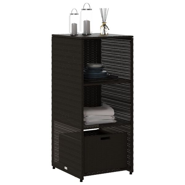 vidaXL Garden Storage Cabinet Black PE rattan 19.7x21.7x45.3 in