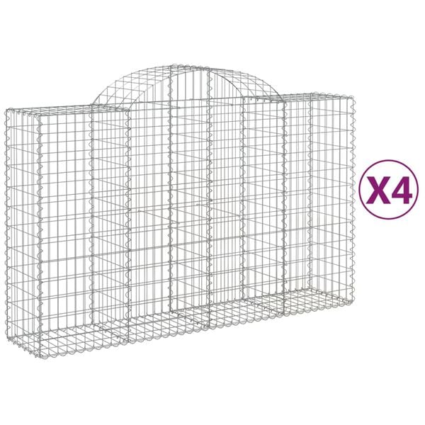 vidaXL Gabion Basket Set of 4 Silver Galvanized iron
