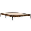 vidaXL Bed Frame Smoked Oak Engineered wood and metal 55.1x78.7 in