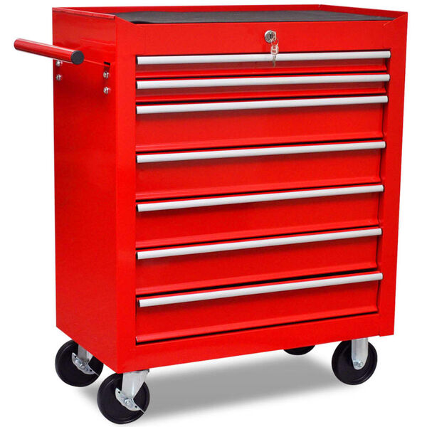 Red Workshop Tool Trolley 7 Drawers