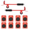 vidaXL Furniture Rollers 8 pcs with Lifters Red 3.9x3.0x1.2" 330.7 lb