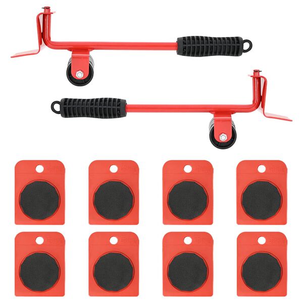 vidaXL Furniture Rollers 8 pcs with Lifters Red 3.9x3.0x1.2" 330.7 lb