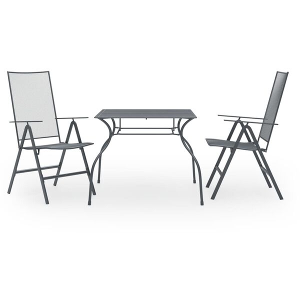 vidaXL Dining Set Anthracite Steel with e-coated and powder-coated finish
